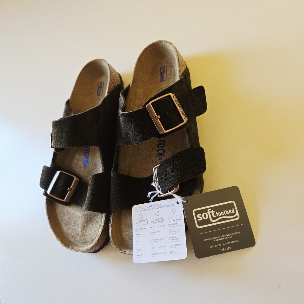 Birkenstock Arizona Mocha Suede Leather Soft Footbed Women's Casual Sandals Sz 8 - Picture 6 of 12